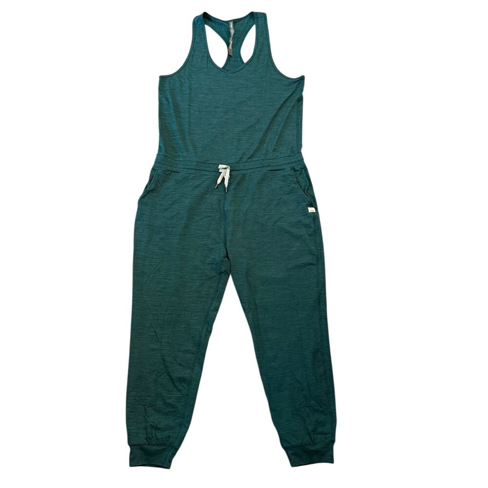 Vuori Lux Sleeveless Jumpsuit Jade Green Heather Racerback Adjustable Waist XL - Picture 2 of 12